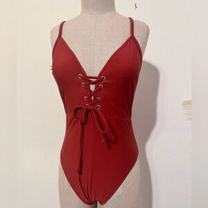 NWT Women’s Cupshe one piece bikini tie front size large true to size